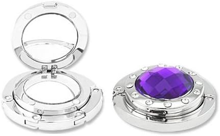 Bling Crystal with Compact Mirror Foldable Purse Hanger - Purse Caddy (Various Colors)