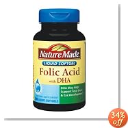 Nature Made Folic Acid 600 mcg with DHA - 300 Softgels