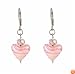 Earrings - E183 - Lampwork and Fire Polished Glass Bead - Heart Shape ~ Pink Swirl