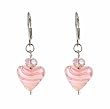 Earrings - E183 - Lampwork and Fire Polished Glass Bead - Heart Shape ~ Pink Swirl