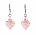 Earrings - E183 - Lampwork and Fire Polished Glass Bead - Heart Shape ~ Pink Swirl