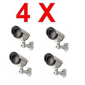 4 pcs Outdoor Fake Dummy Security Cameras LED Blinks Camera