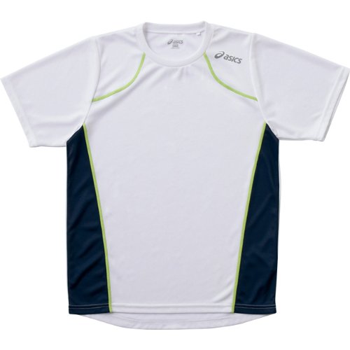 アシックス ランニングTシャツ XX318N 半袖 ホワイト/ミッドナイトネイビー ユニセックス