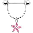 Handcrafted Pink Cubic Zirconia Lilly Nipple Ring