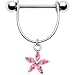 Handcrafted Pink Cubic Zirconia Lilly Nipple Ring