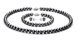 Black 6-7mm AA Freshwater Pearl Set 16 inch Choker Length