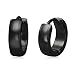 Urban Male Plain Black Stainless Steel Mens Hinged Hoop Earrings