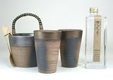 【送料無料】豪華酒器セット陶芸作家 安藤嘉規作(かめ仕込み もち米焼酎 野うさぎの走り600ml)