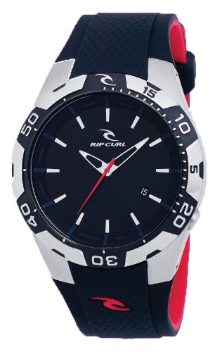 RIP CURL BOOST PU MEN'S WATCH BLACK DIAL POLYURETHANE BAND - A2189BLK