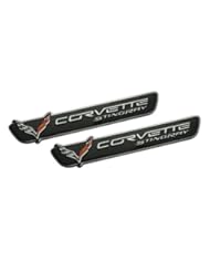 Automotive Parts and Accessories: 2x (pair/set) SILVER Letters on BLACK CROSSED FLAGS CHECKERED STINGRAY Real Aluminum Auto EMBLEMS Badges Nameplates for Chevrolet Chevy Corvette Vette C3 C4 C5 C6 C7 1953 1954 1955 1956 1957 1958 1959 1960 1961 1962 1963 1964 1965 1966 1967 1968 1969 1970 Brand New Design - 106-ERPEMB380BK