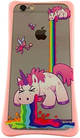 Happy Halo Unicorn Puke Phone Case for iPhone 6 and 6S - Clear Cover with Pink Bumper