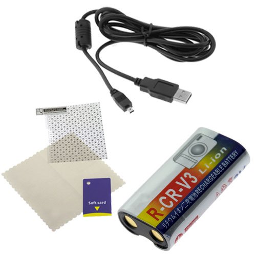 Rechargeable Lithium Ion Battery + USB Type A Male to Kodak U 8 Male + Universal LCD Screen Protector for Kodak Z Series EasyShare Z712 IS