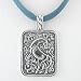 Rectangular Epona (Horse) Pendant in Sterling Silver on Dusty Blue Satin Cord, #8654