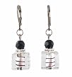 Earrings - E224 - Murano Style Glass - Cube ~ Black and Clear