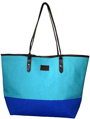 Large " Blue on Blue "Canvas Beach Bag Tote - 20"x14"x6"