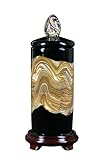 Cylinder Cremation Urn. Hand Blown Glass Urn-Black