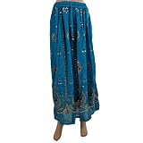 Long Skirts- Stunning Dodger Blue Women's Skirt Beaded Dcrapechic India Bohemian Chic