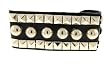 2 Rows of Pryamid Shaped Studs and 1 Row of Rounded Studs Leather Wrist Band Bracelet 2 Rows of Pryamid Shaped Studs and 1 Row of Rounded Studs Leather Wrist Band Bracelet