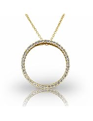 14KT Yellow Gold Classic Diamond Circle Pendant. 5/8 CTW