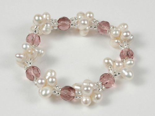 Click here to buy White Fresh Water Pearl & Purple Crystal Bead Bracelet.