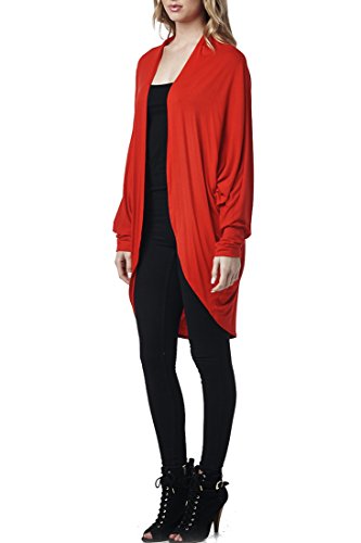 82 Days Women'S Rayon Span Long Sleeves Kimono Style Loose Fit Cardigan - Solid