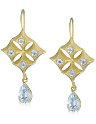Vicente Agor "Antarctica" Aquamarine Compass Rose Drop Earrings