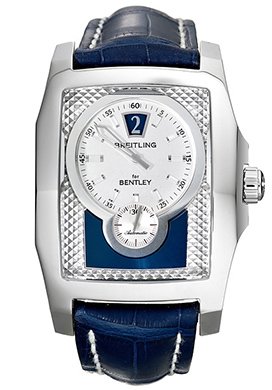 Breitling Bentley Flying B Mens' Automatic Watch Stainless Steel Silver Dial on Blue Leather Strap A2836212-C722-746P