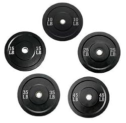 Rubber Bumper Plate Set with Ader Plate Rack- Black 5 Pairs