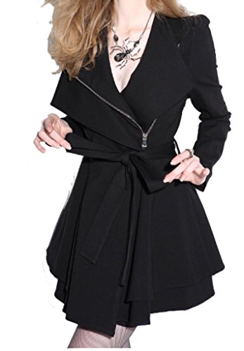 おしゃれデザイン　ラグジュアリー感　裾がフレアになってワンピースのような大人可愛い春のコート　デザイン＆好感アップの雰囲気　腰でリボン結び　『限定・巾着袋付き』