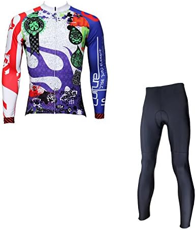 PaladinSport Men's Outdoor Sportswear Set,Fantasy Cycling Tour Long Sleeve Cycling Jersey Set,Comfortable Breathable Polyester Sports Shirts Tops+3D Padded Bicycle Pants,XXXL