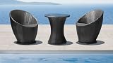 3pc Modern Outdoor UV Treated Weaved Glass Top Table Set - ZO-CAB-T1
