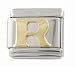 SilverBin Gold Tone Letter Initial R Stainless Steel Italian Charm Link