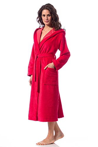 bademantel damen lang kapuze baumwolle