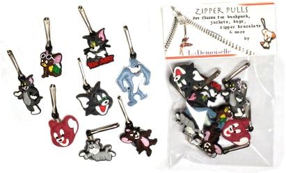 8 pcs Tom And Jerry Zipper Pull / Zip pull Charms for Jacket Backpack Bag Pendant