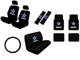 15 Piece NFL Auto Interior Gift Set - Dallas Cowboys - A Set of 2 Seat Covers, 1 Rear Bench Cover, 1 Steering Wheel, A Set of 2 Seat Belt Pads, and A Set of 4 Plush Carpet Floor Mats