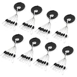 uxcell 8 Pcs 6 in 1 Oval Shape Black Rubber Stopper Bead Fishing Bobber Size S