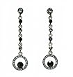 Earrings - E42 - Gold Crystal Circle Dangle ~ Jet & Black Diamond