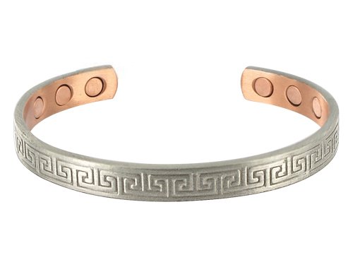 Silver Tone 8 MM Wide Copper Magnetic Cuff Bracelet