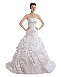 Strapless Floor Length  Sweetheart Dropped   Waistline Lace Beaded Taffeta  Ball Gown  Dress