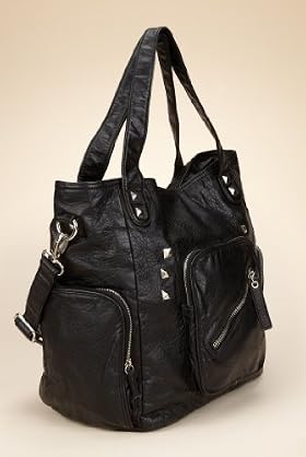 Limited Collection Large Washed Stud & Zip Slouch Bag