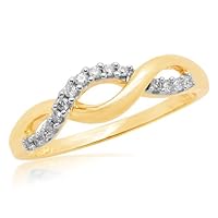 10k Yellow Gold Diamond Infinity Twist Ring (1/6 cttw, I-J Color, I3 Clarity), Size 5