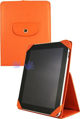 HHI iPad Faux Leather Case with Flip Portraits Stand - PortraitsFlip Orange (Free HandHelditems Sketch Universal Stylus Pen)