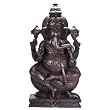 Large Hand Carved Seated Wood Ganesh Sculpture
