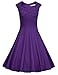 MUXXN Women's 1950s Vintage Retro Capshoulder Party Swing Dress (L, Purple)