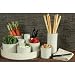 Set of 10 White Ceramic Cylindrical Vessels