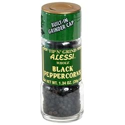 Alessi Whole Black Peppercorns, 1.34-Ounce Grinders (Pack of 6)