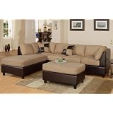3pcs Sectional Sofa Set with Ottoman in Hazelnut Finish by visiondecor Furniture