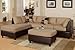 3pcs Sectional Sofa Set with Ottoman in Hazelnut Finish