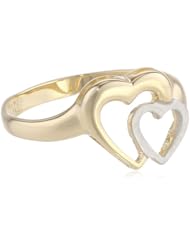 14k Yellow and White Two-Tone Gold Heart Ring, Size 7