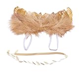 【ノーブランド 品】 ヘッドバンド　ウイング　セット　装飾　写真　小道具　新生児　贈り物　全4色 - ゴールド +ゴールド